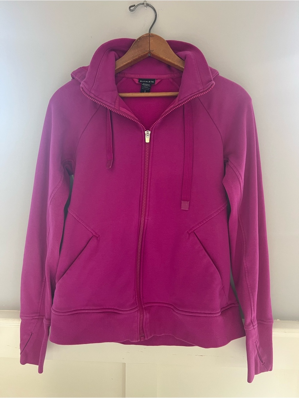 Athleta Pink Zip Up Hoodie Size Small Thumbhole Athletic Jacket
